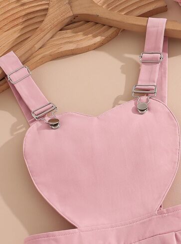 Girls Overall Shorts Adjustable Straps Heart Shaped Casual Romper for Kids Summer in Saudi Arabia