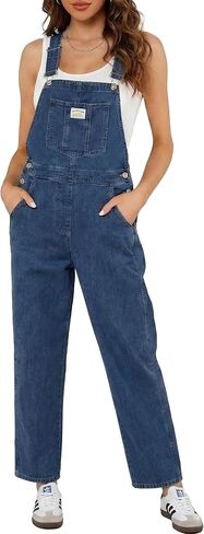 POTILI Casual Denim Overalls for Women Loose Wide Leg Pants Adjustable Jean Jumpsuits with Pockets Summer 90s Outfit 2026 in Kuwait