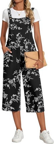 Women's Adjustable Jumpsuits Casual Loose Wide Leg Overalls Summer Sleeveless Rompers with Pockets in Saudi Arabia