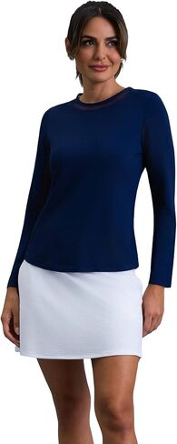IBKUL Athleisure Wear Sun Protective UPF 50+ Icefil Cooling-Long Sleeve Crew Neck with Mesh in Kuwait