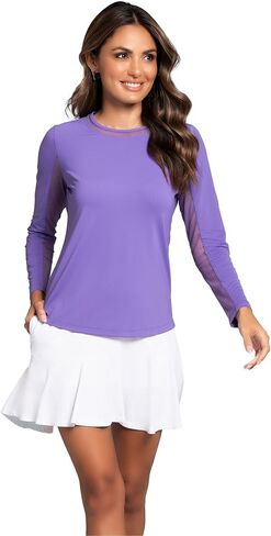 IBKUL Athleisure Wear Sun Protective UPF 50+ Icefil Cooling-Long Sleeve Crew Neck with Mesh in Kuwait