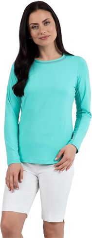 IBKUL Athleisure Wear Sun Protective UPF 50+ Icefil Cooling-Long Sleeve Crew Neck with Mesh in Kuwait