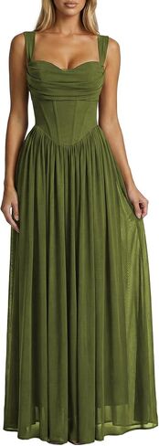 Celeste Women's Milkmaid Faux Corset A-Line Maxi Dress in Saudi Arabia