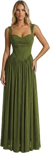 Celeste Women's Milkmaid Faux Corset A-Line Maxi Dress in Saudi Arabia