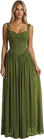 Celeste Women's Milkmaid Faux Corset A-Line Maxi Dress in Saudi Arabia