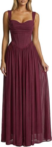 Celeste Women's Milkmaid Faux Corset A-Line Maxi Dress in Saudi Arabia