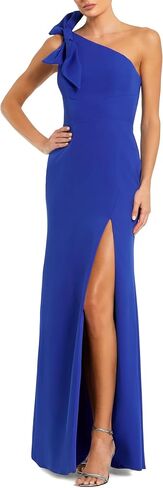 Mac Duggal Crepe One Shoulder Fitted Gown with Bow in Saudi Arabia