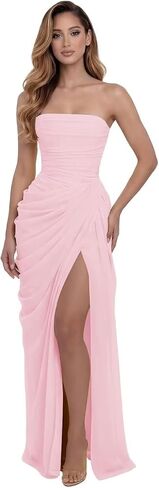 Strapless Chiffon Bridesmaid Dresses for Women Long Mermaid Prom Dress Corset Formal Evening Maxi Party Gowns in Saudi Arabia