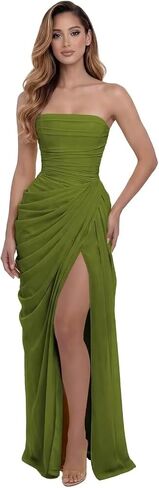 Strapless Chiffon Bridesmaid Dresses for Women Long Mermaid Prom Dress Corset Formal Evening Maxi Party Gowns in Saudi Arabia