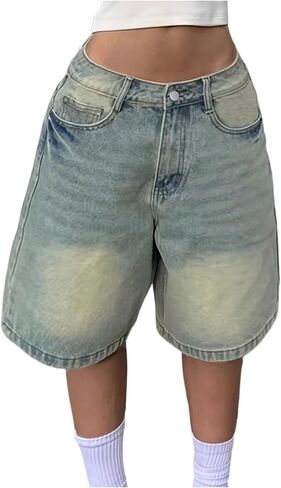 Milumia Women's Y2k Denim Bermuda Shorts Low Rise Wide Leg Going Out Jean Shorts Streetwear in Kuwait