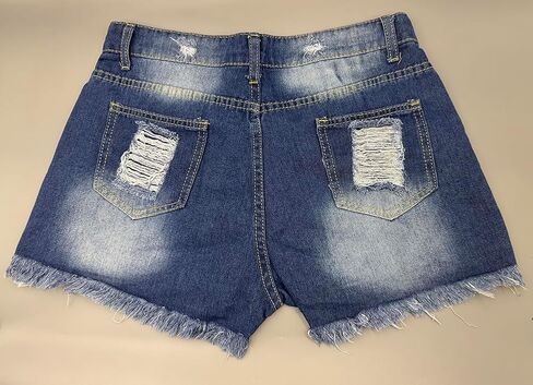 Women July 4th Denim Jean Shorts Stretchy Frayed Raw Hem Ripped American Flag Shorts in Kuwait