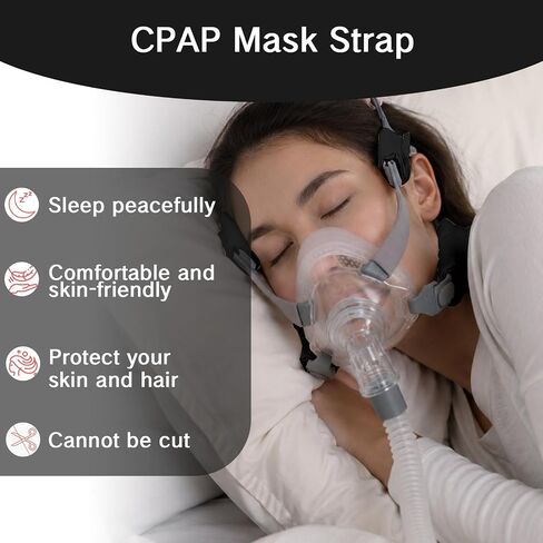8 قطع من أغطية حزام قناع CPAP الساتان، وسائد قناع CPAP ناعمة ومريحة، وأغطية حزام أغطية الرأس CPAP لتناسب Airfit F20، وواقي شعر CPAP، وملحقات CPAP لتقليل العلامات الحمراء (أسود) in Kuwait