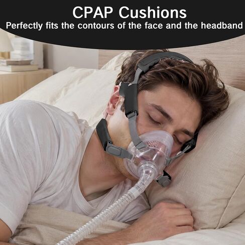 8 قطع من أغطية حزام قناع CPAP الساتان، وسائد قناع CPAP ناعمة ومريحة، وأغطية حزام أغطية الرأس CPAP لتناسب Airfit F20، وواقي شعر CPAP، وملحقات CPAP لتقليل العلامات الحمراء (أسود) in Kuwait