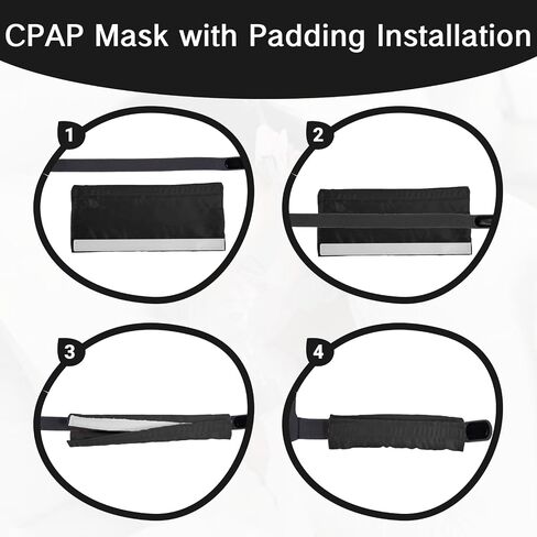 8 قطع من أغطية حزام قناع CPAP الساتان، وسائد قناع CPAP ناعمة ومريحة، وأغطية حزام أغطية الرأس CPAP لتناسب Airfit F20، وواقي شعر CPAP، وملحقات CPAP لتقليل العلامات الحمراء (أسود) in Kuwait