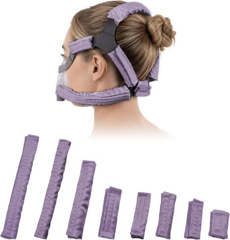 8 قطع من أغطية حزام قناع CPAP الساتان، وسائد قناع CPAP ناعمة ومريحة، وأغطية حزام أغطية الرأس CPAP لتناسب Airfit F20، وواقي شعر CPAP، وملحقات CPAP لتقليل العلامات الحمراء (أسود) in Kuwait