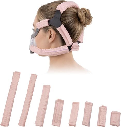 8 قطع من أغطية حزام قناع CPAP الساتان، وسائد قناع CPAP ناعمة ومريحة، وأغطية حزام أغطية الرأس CPAP لتناسب Airfit F20، وواقي شعر CPAP، وملحقات CPAP لتقليل العلامات الحمراء (أسود) in Kuwait
