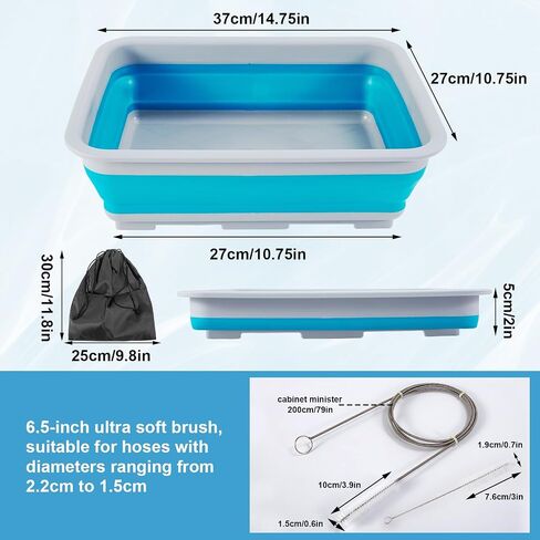 CPAP Hose Brush Cleaning Kit for All Cpap Hoses and Masks, CPAP Cleaning Supplies with 6.5 Ft Tube Cleaning Brush & Collapsible Wash Basin Compatible with Standard 15mm-22mm Hose in Saudi Arabia