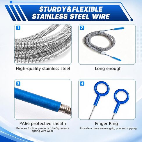 CPAP Hose Brush 7-Foot Rubber-Wrapped Steel Wire CPAP Tube Cleaning Brush for Standard 22mm & 15mm Diameter Tubes, with 2 Detail Brushes for Mask, Vent & Humidifier Cleaning (Blue) in Saudi Arabia
