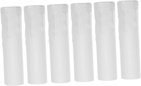 minkissy 6pcs White Iron Candle Socket Covers Compatible with E14 Bulb Bases, European Style Hanging Lamp Base Sleeves, Resist Deformation, for Lighting Fixtures and Chandeliers in Kuwait