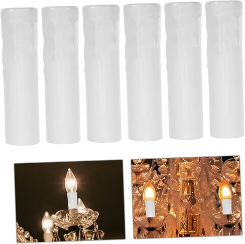 minkissy 6pcs White Iron Candle Socket Covers Compatible with E14 Bulb Bases, European Style Hanging Lamp Base Sleeves, Resist Deformation, for Lighting Fixtures and Chandeliers in Kuwait