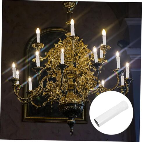 minkissy 6pcs White Iron Candle Socket Covers Compatible with E14 Bulb Bases, European Style Hanging Lamp Base Sleeves, Resist Deformation, for Lighting Fixtures and Chandeliers in Kuwait