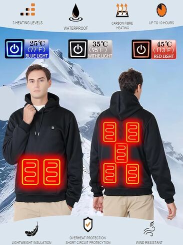 Unisex Heated Hoodie for Men Women Heated Sweatshirt Warm USB Electric Outdoor Winter Puffer Jacket with No Battery in Kuwait
