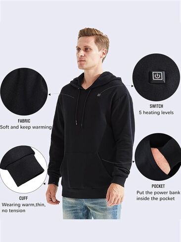 Unisex Heated Hoodie for Men Women Heated Sweatshirt Warm USB Electric Outdoor Winter Puffer Jacket with No Battery in Kuwait