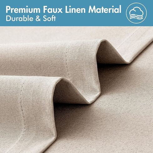 MIULEE 2 Panels 100% Blackout Linen French Door Curtains Set of 2, Privacy No Drill Thermal Insulated Room Darkening Blinds,Window Shades for Patio Front Entry Back Door Glass,W26 x L68 Inch, Natural in Kuwait
