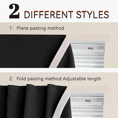 Jilron Self Adhesive Blackout Curtains, Adhesive Window Cover, No Drill Easy Install, Renter Friendly for Bedroom, Privacy Protection (Black 35 * 59in-1P) in Kuwait