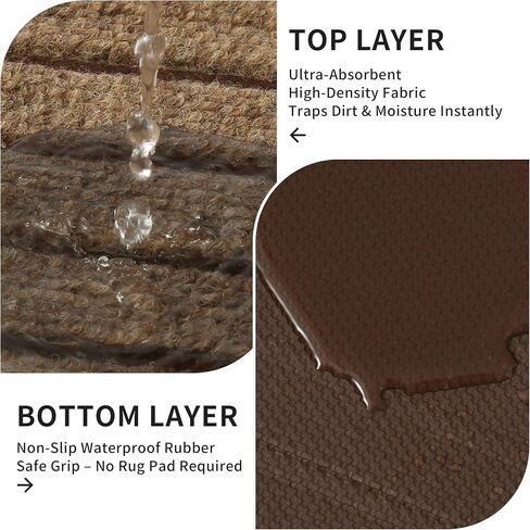 2ft x 6ft Runner Rug, Non Slip Indoor Outdoor Rugs, Waterproof Low Profile Carpet Runners for Hallway Entryway Kitchen Garage Patio Balcony, Custom, Brown Stripes in Kuwait