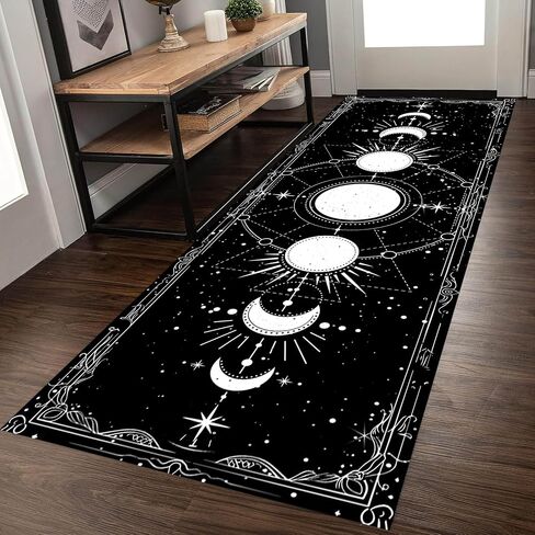 Sun and Moon Runner Rug, 2x6ft, Boho Moon Phase Celestial Night Sky Witchcraft Sun Moon Gothic Area Rugs, Lightweight Easy-Washing Meditation Floor Mat for Hallway Entryway in Saudi Arabia