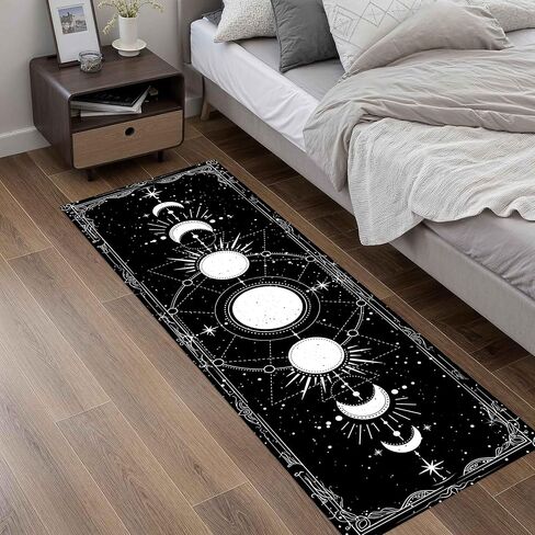 Sun and Moon Runner Rug, 2x6ft, Boho Moon Phase Celestial Night Sky Witchcraft Sun Moon Gothic Area Rugs, Lightweight Easy-Washing Meditation Floor Mat for Hallway Entryway in Saudi Arabia