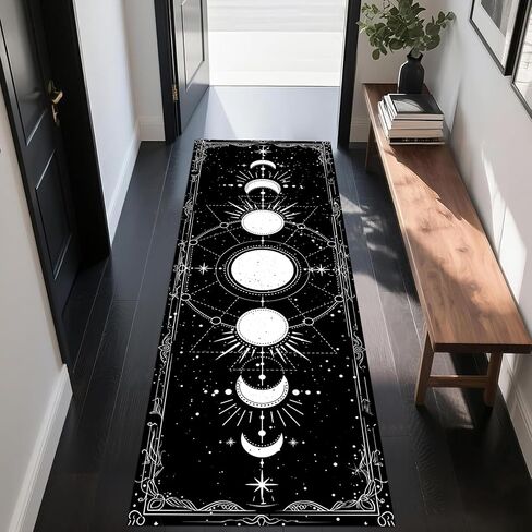 Sun and Moon Runner Rug, 2x6ft, Boho Moon Phase Celestial Night Sky Witchcraft Sun Moon Gothic Area Rugs, Lightweight Easy-Washing Meditation Floor Mat for Hallway Entryway in Saudi Arabia