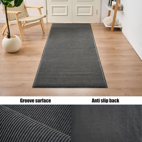 Runner Rug 3'x10' Gray Non-Slip Rug with Rubber Backing, Indoor Floor Mat for Entryway Hallway Kitchen Garage Laundry Hotel Office in Saudi Arabia