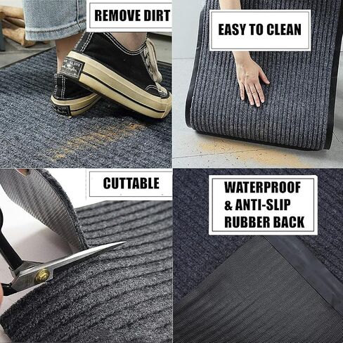 Runner Rug 3'x10' Gray Non-Slip Rug with Rubber Backing, Indoor Floor Mat for Entryway Hallway Kitchen Garage Laundry Hotel Office in Saudi Arabia