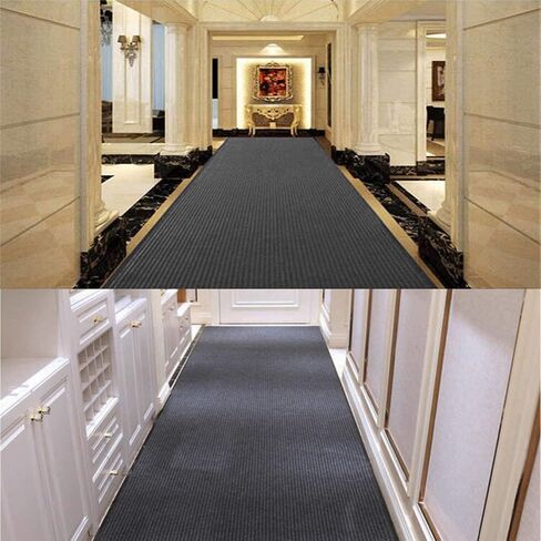 Runner Rug 3'x10' Gray Non-Slip Rug with Rubber Backing, Indoor Floor Mat for Entryway Hallway Kitchen Garage Laundry Hotel Office in Saudi Arabia