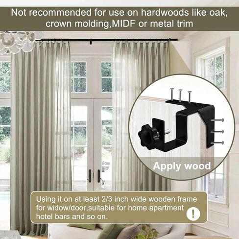 No Drill Single Curtain Rod Brackets with Magnetic Buckles, No Damage Curtain Rod Holders Single Hook, Ideal for Curtain Hanging and Frame Decor (3pcs) in Kuwait