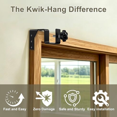 No Drill Single Curtain Rod Brackets with Magnetic Buckles, No Damage Curtain Rod Holders Single Hook, Ideal for Curtain Hanging and Frame Decor (3pcs) in Kuwait