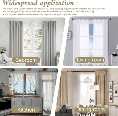 No Drill Single Curtain Rod Brackets with Magnetic Buckles, No Damage Curtain Rod Holders Single Hook, Ideal for Curtain Hanging and Frame Decor (3pcs) in Kuwait