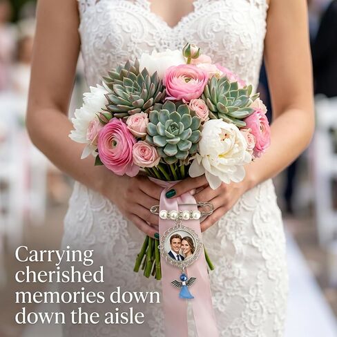 3-Piece Set of Photo Pendants for Bouquet Keepsakes, Wedding Bouquet Photo Charms, Bouquet Charms for Wedding Memory, Alloy Material for Lasting Preservation of Cherished Moments in Kuwait