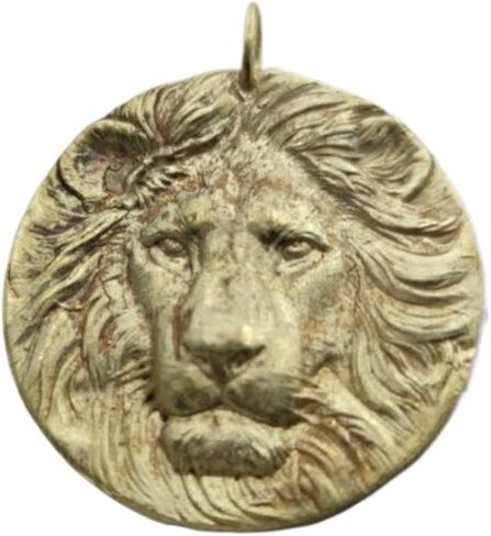 Brass Lion Head Embossed Round Plaque Pendant,Necklace Ornament and Keychain Pendant Decor in Kuwait