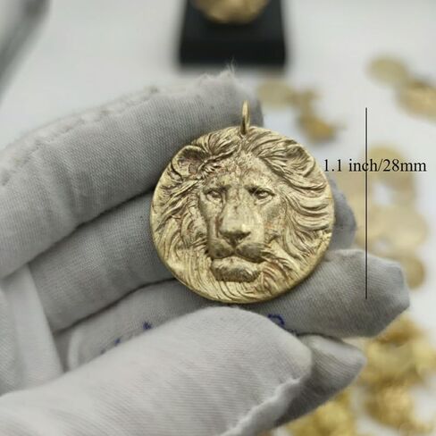 Brass Lion Head Embossed Round Plaque Pendant,Necklace Ornament and Keychain Pendant Decor in Kuwait