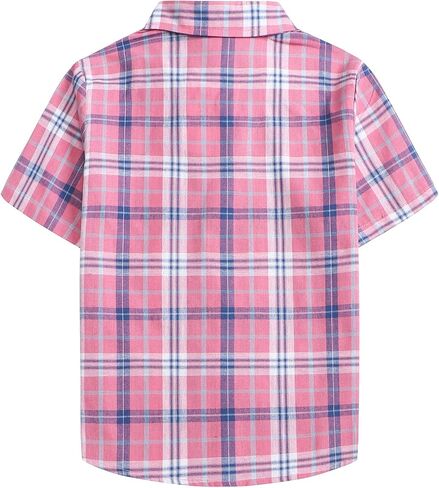 SANGTREE Girls and Women Plaid Shirt Short Sleeve Button Down Summer Blouses Tops in Kuwait