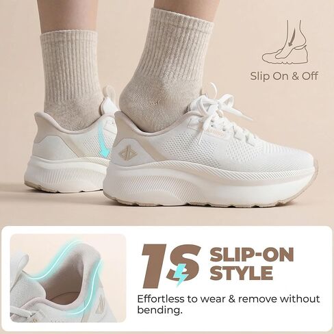 JACKSHIBO Women's Wide Toe Box Running Shoes Slip in Free up Hands Walking Shoes Arch Support Orthopedic Tennis Workout Gym Athletic Fashion Sneakers in Kuwait