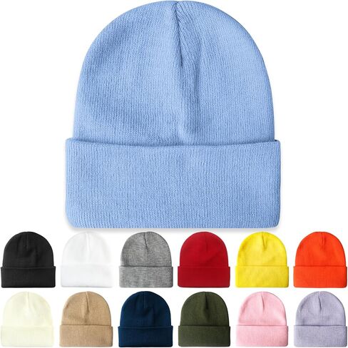 PFFY Beanie for Men Women Unisex Knit Cuffed Plain Winter Beanies Hats Skull Cap in Saudi Arabia
