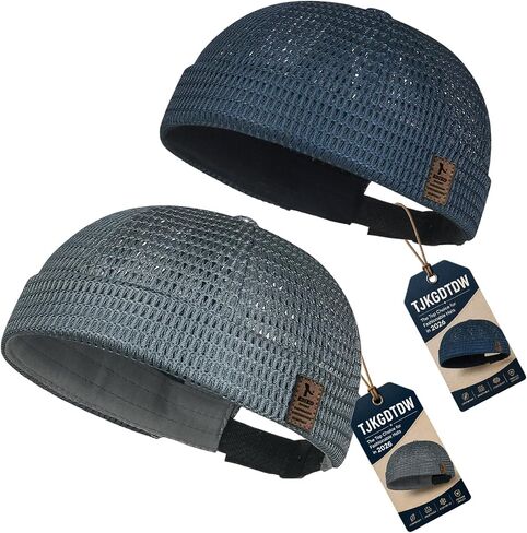 2 Pack Summer Hat for Men Custom Adjustable Wome Coole Design Lightweight Brimless Hats No Brim Style Breathable Large in Kuwait