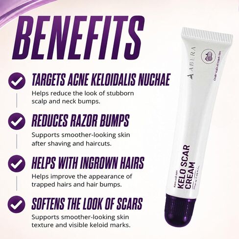 ABERA Kelo Scar Cream – Scar Removal Cream for AKN Bump Treatment, Razor Bump Treatment for Men & Keloid Bump Removal with Purple Onion & Black Reishi in Saudi Arabia