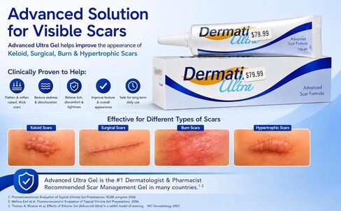 1 Tube (15 Grams) of "Dеr-mаtiх Ultra" Advanced Scar Formula Advanced Silicone Gel for Cosmetic Improvement of Keloids, Surgical, Burn & Hypertrophic Scars. in Kuwait
