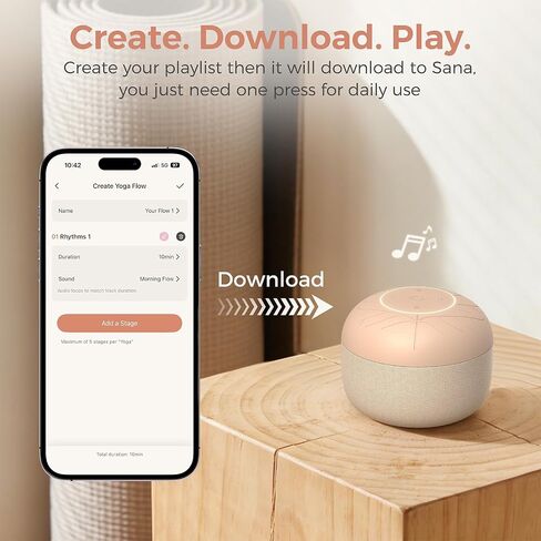 Gianna Sana Flow Sound Machine for Women, Yoga & Meditation Sound Machine with Offline Playlists, One-Touch Playback, No Phone Required, Portable Rechargeable Device for Mindfulness & Daily Practice in Saudi Arabia