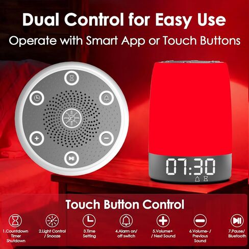 Red Light Therapy Sleep Device with 5-Level Red Light Therapy (620–690nm), 32 White Noise, Smart App Control, Night Light to Support Deep Relaxation and Improve Sleeping for Adult & Kid in Saudi Arabia